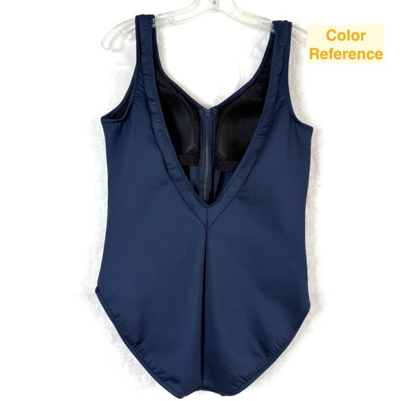 MagicSuit Miraclesuit Scuba Zipper Front One Piece Swimsuit Womens US 14 Blue - Picture 2 of 7